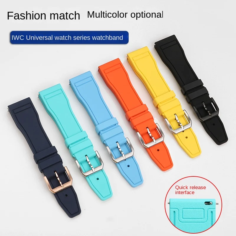 Quick release watch strap 20 21 22mm For IWC IW388109 IW387901 fluoro rubber Mark 18 Portugal watchband Stainless steel buckle