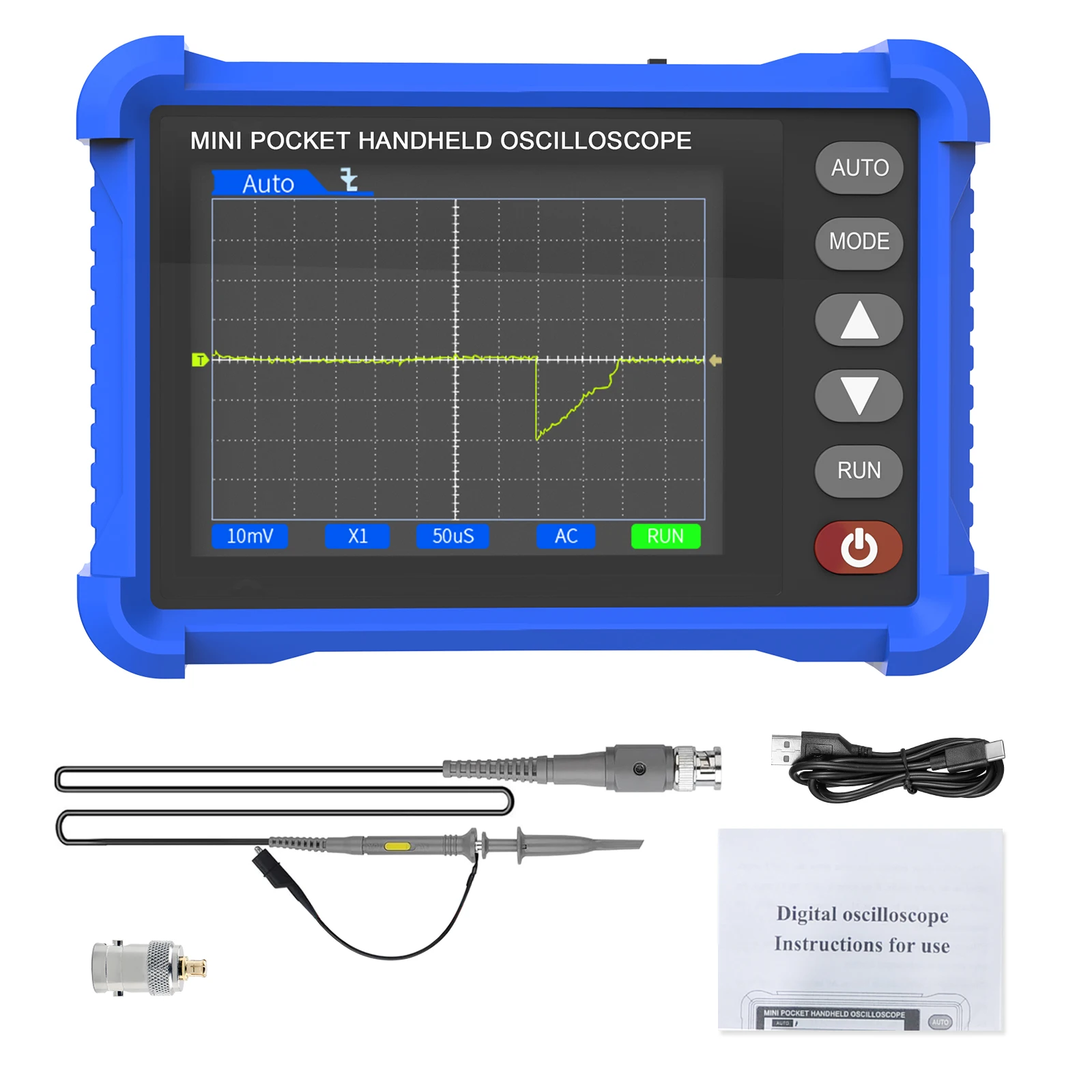 HOLDPEAK HP-250K Digital Oscilloscope 250kHz 2.5MS/s, Handheld Scope with Auto-Setup, 2.8" LCD, ±40V, Repair & Education - Image 2