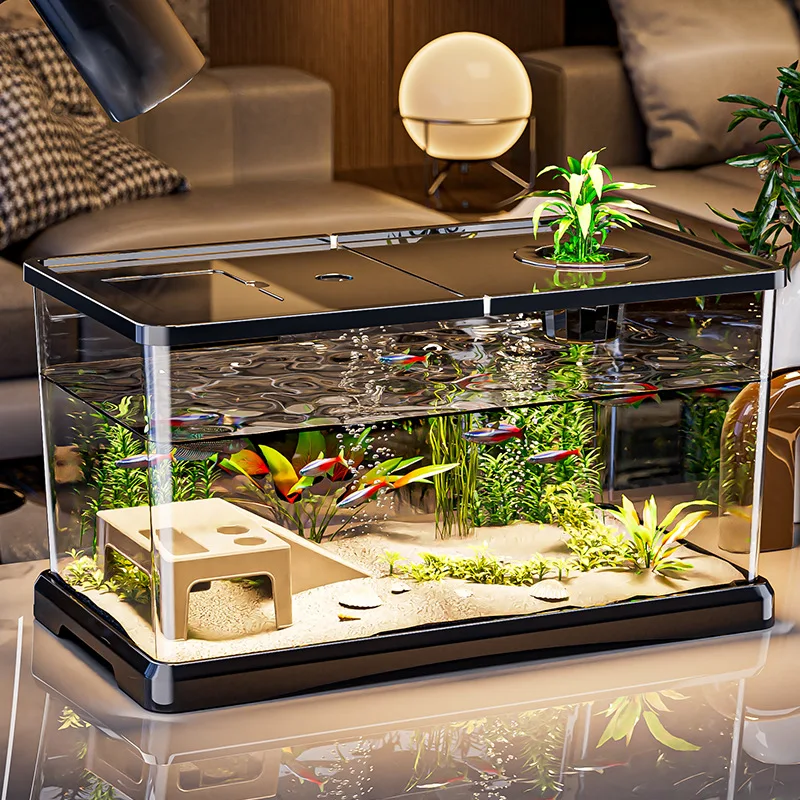 Tanque Grande Sellado para Reptiles con Tapa, Ecosistema Acuático de Alta Transparencia para Cría de Peces y Mascotas Acuáticas, Hábitat de Terrario