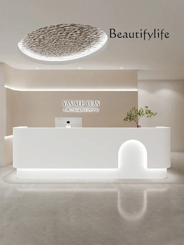 Simple Beauty Salon Cashier Front Desk Clothing Store Yoga Studio Bar Counter Paint Reception Desk