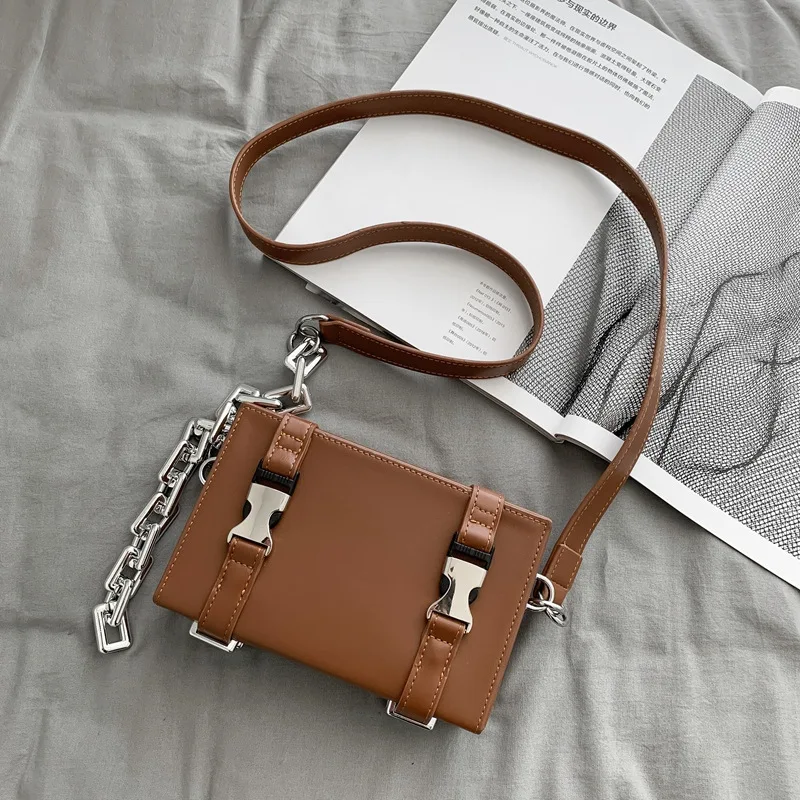 New messenger bag men's high-end single shoulder square  ins fashion niche small square  trendy box  women