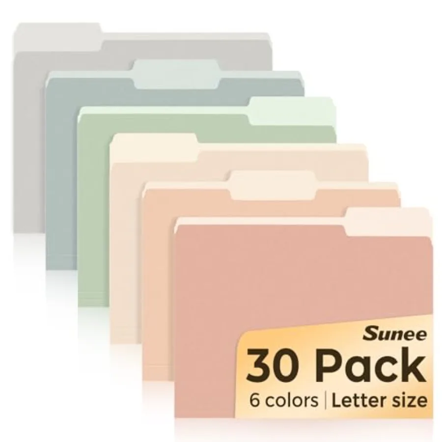 

File Folders, 30 Pack Manilla Folders 8.5 x 11, Colo File Folders Home Office School Supplies for Documents Files Paper, 6