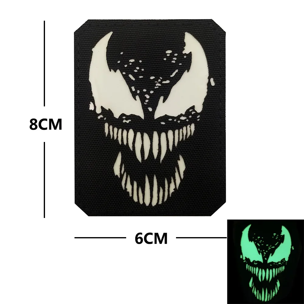 Venom Black Panther Noctilucence Patches Embroidered Hook Tactic Morale Badges on Backpack Sticker Military Patch for Clothing