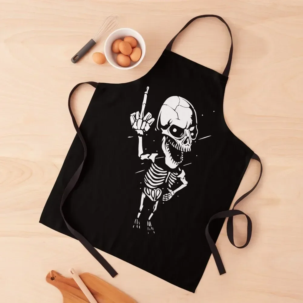 skull middle finger Apron Kitchen For Man Women's Dresses Apron