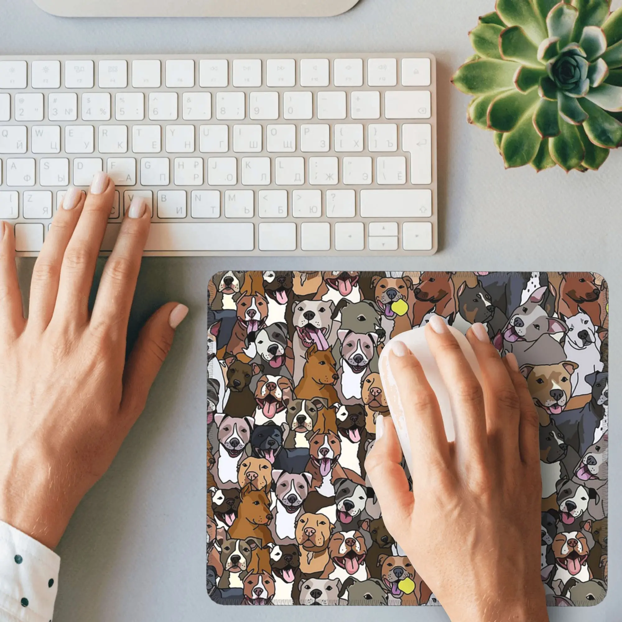 Pitbull Dog Pattern All The Mutts Mouse Pad Computer Keyboard Mouse Mat Gamer PC Laptop Desk Mat Office Accessories Table Mats