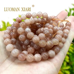 6-10MM Natural Stone Sunstone Colors Chalcedony Loose Round Spacer Beads for Jewelry Making Diy Bracelets Charms Accessories