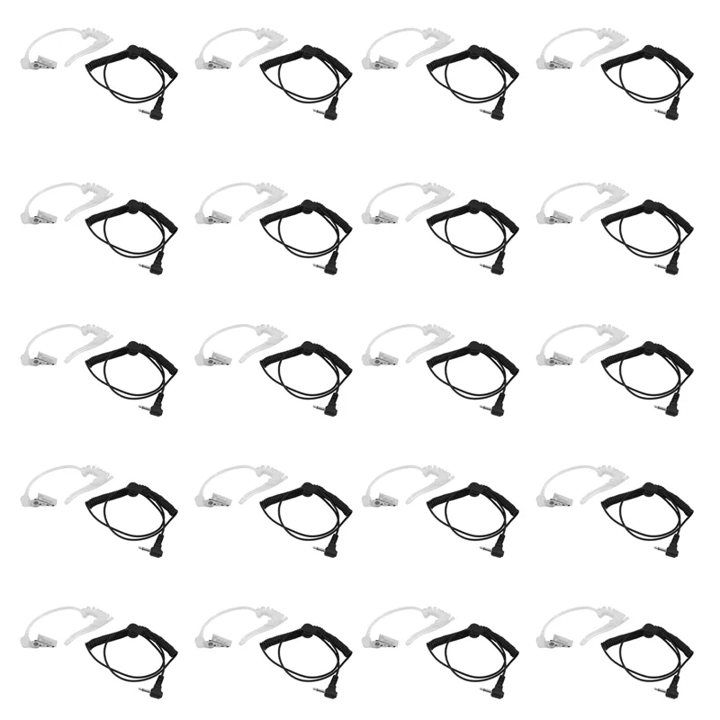 20X RHF 617-1N 3.5Mm RECEIVER/LISTEN ONLY Surveillance Headset Earpiece With Clear Acoustic Coil Tube Earbud Audio Kit-TCES