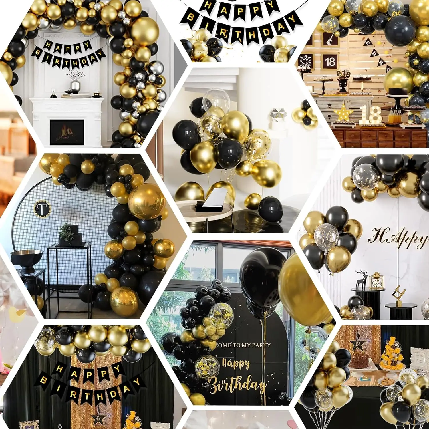 بالونات زينة عيد ميلاد سعيد باللون الأسود والذهبي، لافتة بالونات من اللاتكس على شكل قوس جارلاند لمستلزمات حفلات التخرج وحفلات الزفاف #6