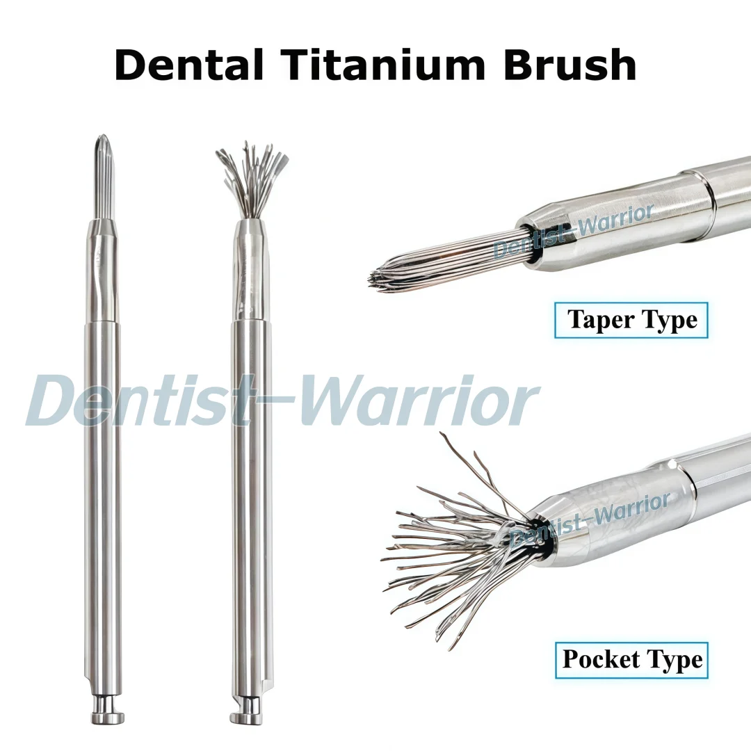 Dental Titanium Brush Surface Cleaning Brush Peri-implantitis Implant Debridement Bristles Dentist Tool Taper/Pocket