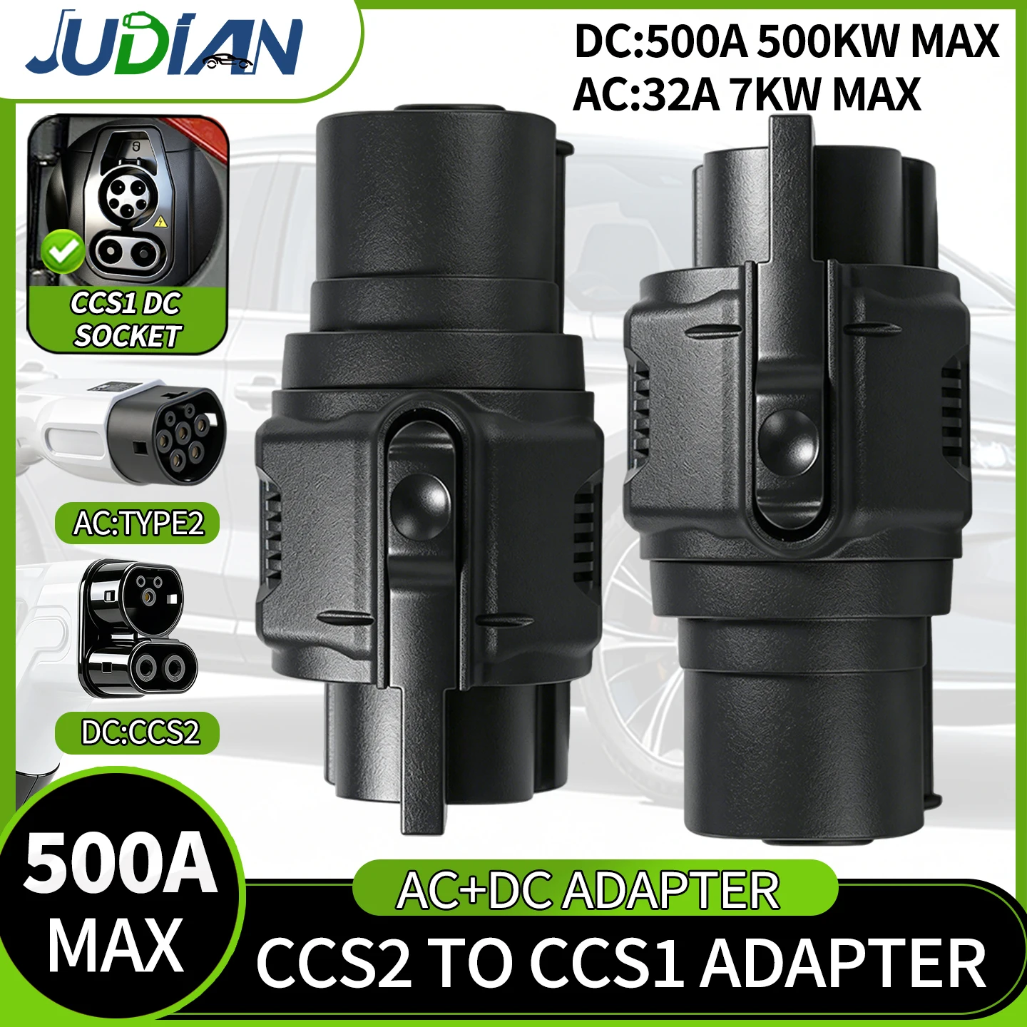 500KW 1000V IP54 Rated Electric Vehicle Charger Adapter CCS2 to CCS1 Connector for European to American Standard Electric Vehicl