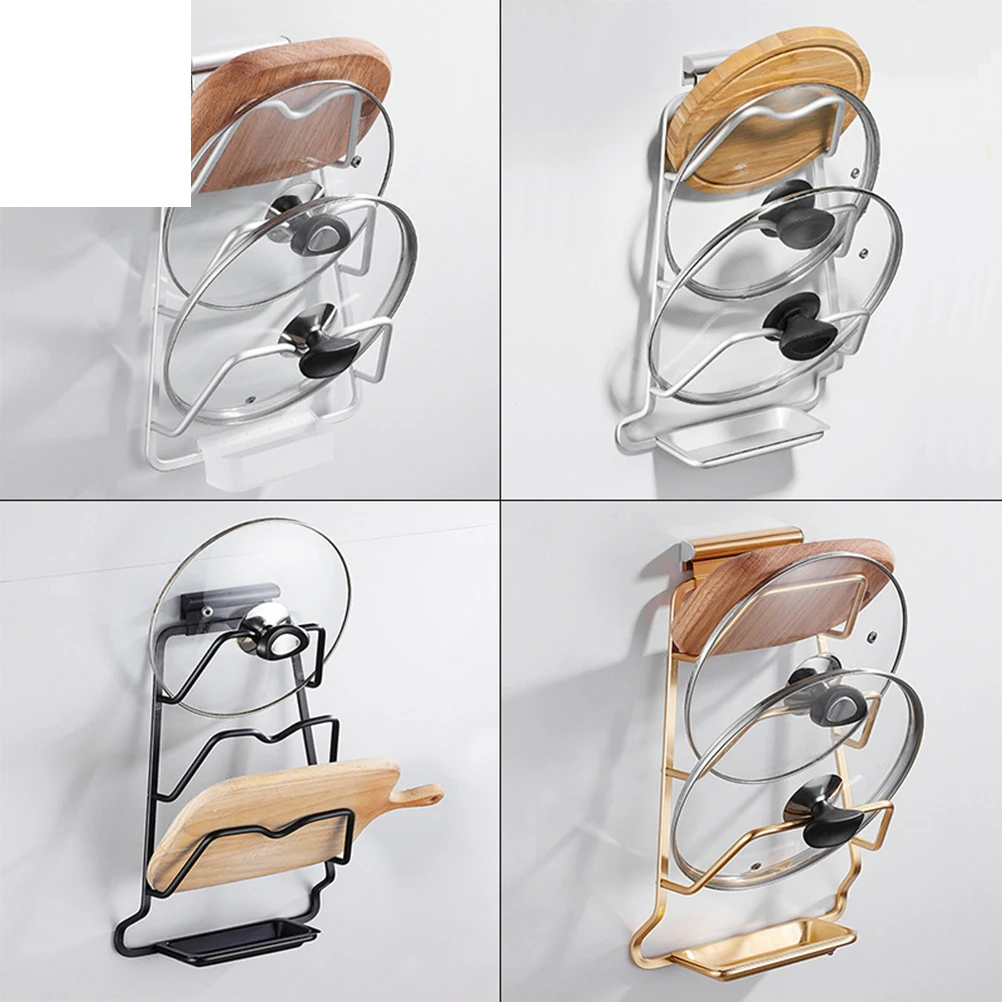 

Pot Lid Rack Holder Sturdy Cabinet ganizer Door Mount Pan Cover Rest Drain Tray Storage Solution Kitchen Space Saver Lightweight