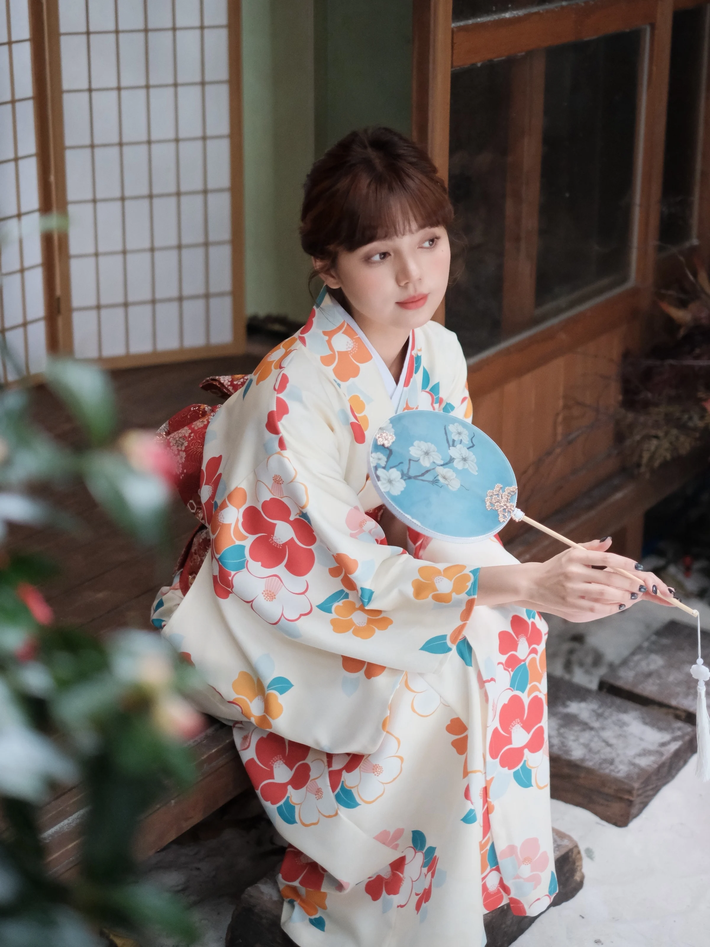 

New Japan Style Women Japanese Traditional Kimono Beautiful Floral Prints Formal Yukata Cosplay Costume Performing Dress