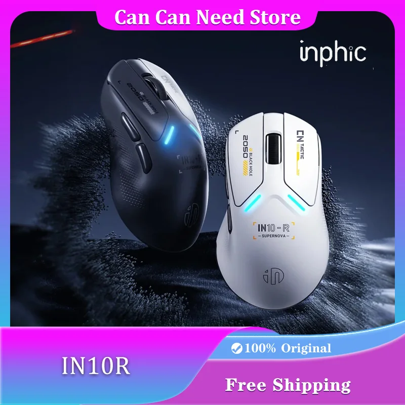 

INPHIC IN10R Wireless Mouse Tri Mode PAW3395 Low Delay 8K Return Rate Lightweight Ergonomic Gaming Office Mouse PC Accessories