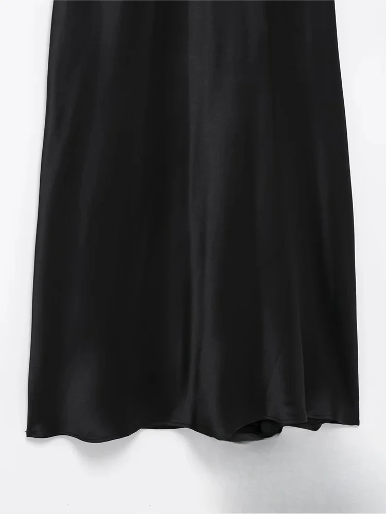 KONDALA خمر شيك أنيق المرأة فستان ستان الصلبة مطوي كم قصير مستقيم طويل Vestidos موضة 2025 فستان صيفي