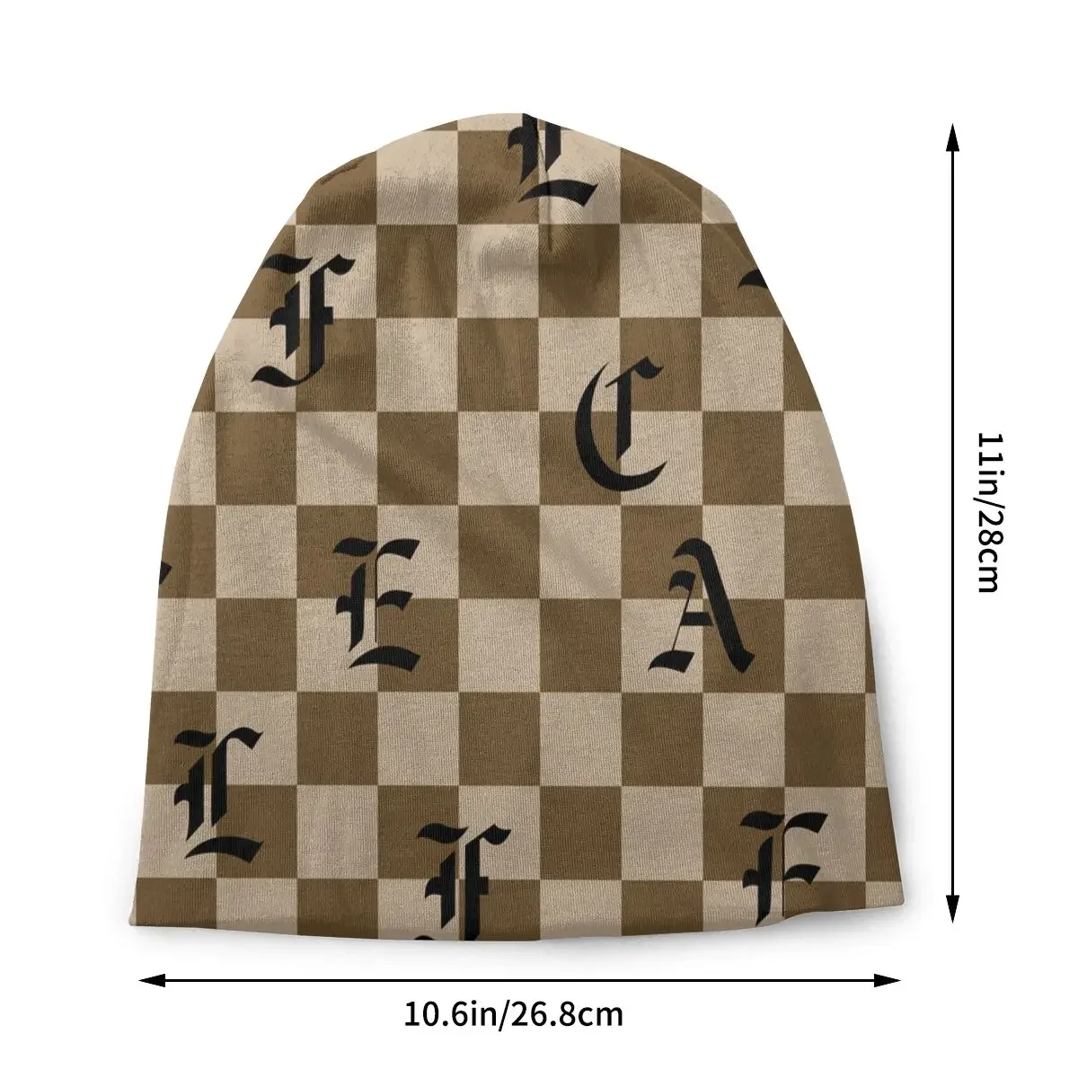 Checkerboard Goth Bonnet Hat Knit   Autumn Winter Skullies Beanies  Men's Women's Adult Spring Warm Dual-use Caps