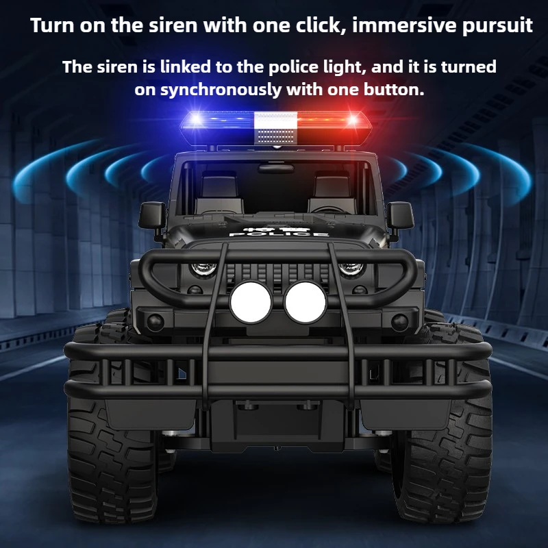 RC Car 1/14 Simulation RC Off-road Bigfoot Police Car with Lights and Sounds Electric Remote Control Car Model Toy Gift