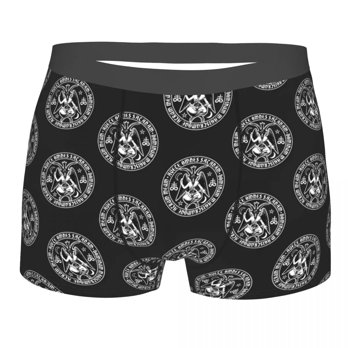 

Baphomet Satanic Crosses With Hail Satan Underpants Breathbale Panties Male Underwear Print Shorts Boxer Briefs