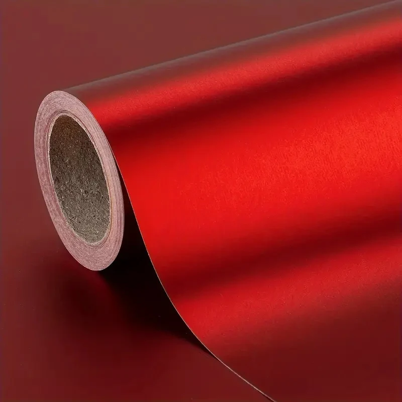 Premium Red Satin Chrome Matte Metallic Vinyl Film Car Wrap Foil with Air Release Self Adhesive Decal