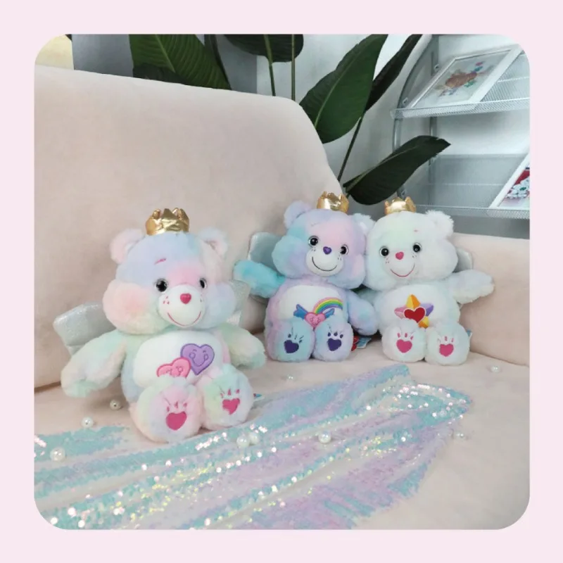 2024 New 33cm Carebears Care Bear Classic Angel Bear Sleeping Pillow Room Decoration Children's Birthday Gift Christmas Gift