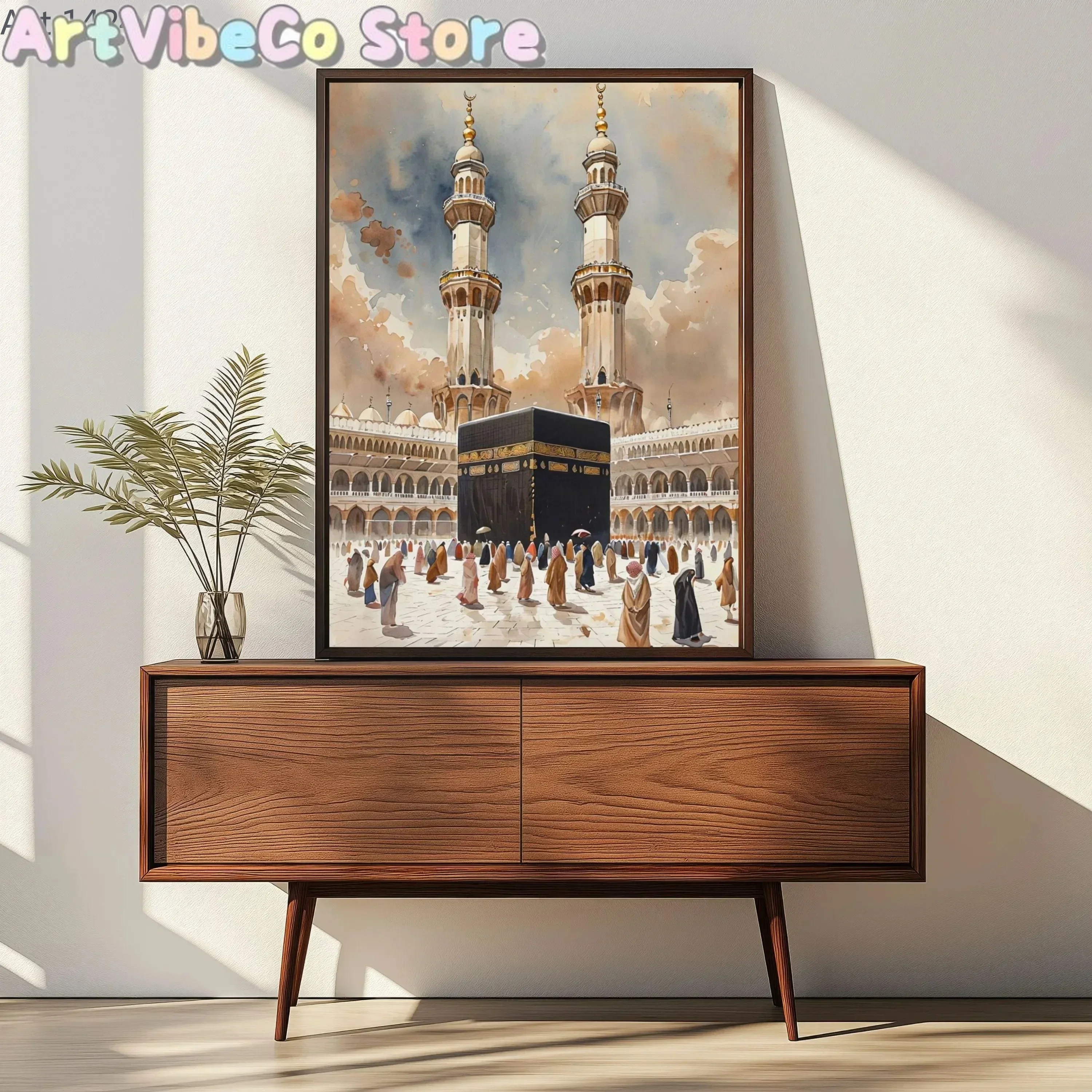 Vintage Islamic Ethnic Faith Religious Continue Masjid Aqsa Kaaba Nabawi Peace Posters Canvas Painting Wall Pictures Home Dec