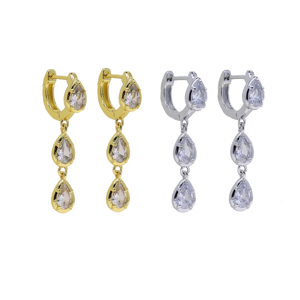 2026 NEW Design Luxe Iced Out Bling Cubic Zirconia CZ Chain Earring for Women Multilayer Stacking Jewelry Wholesale