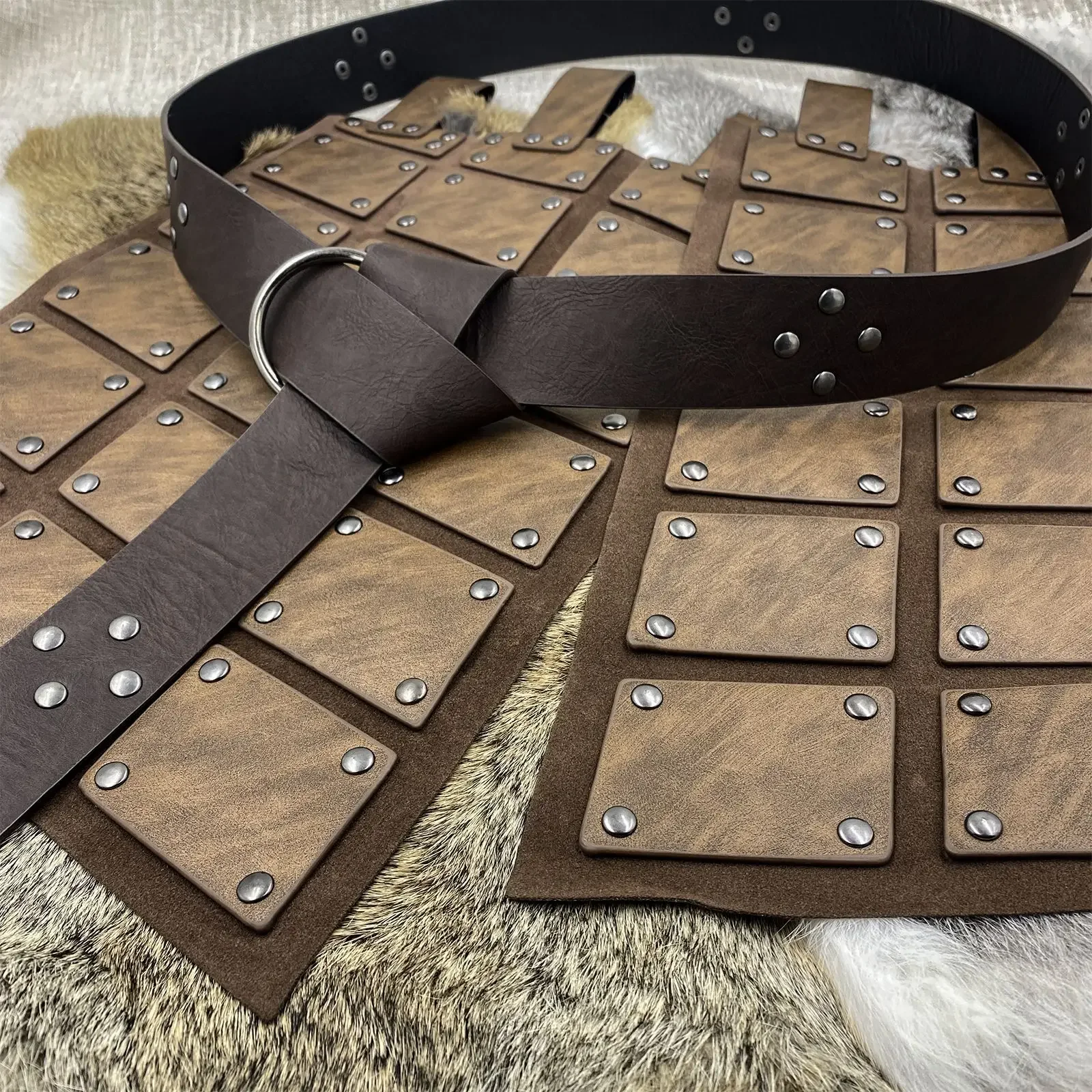 Roman Legion Gladiator Battle Belt Skirt Men Women Steampunk PU Leather Armor Medieval Greek LARP Cosplay Costume