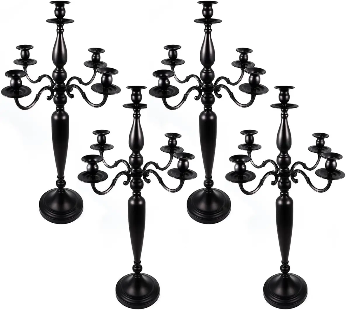 4 pcs Classic Elegant Design 5 Arm Candlestick Candlestick High Wedding Stand Crystal Easter Party Home Decor