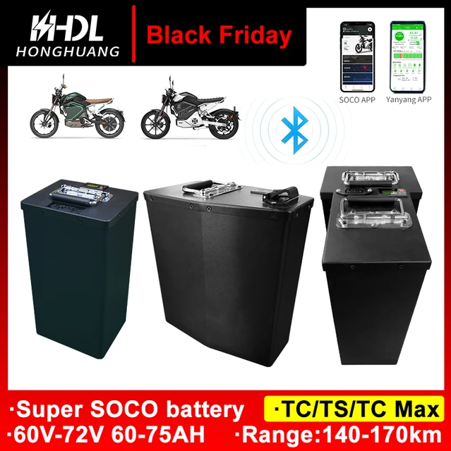 for Super SOCO TS TC TSX Battery Large Capacity 60V 59.5AH 75AH TCMAX  Batteries 72V 65AH Replacement Motorcycle Accessories