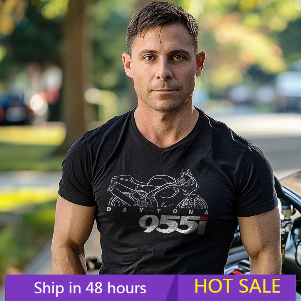 

Summer T-shirts T/.ri.um.phs Daytona 955i 1999–2006 fans - Motorcycle T-Shirt Graphic Short Sleeves Oversized Tee