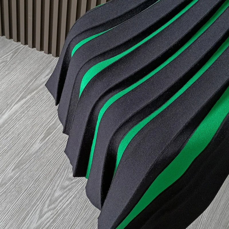 Gonna a pieghe lavorata a maglia da donna moda vita alta elegante All-match Casual a-line gonna Color Blocking primavera autunno nuovo