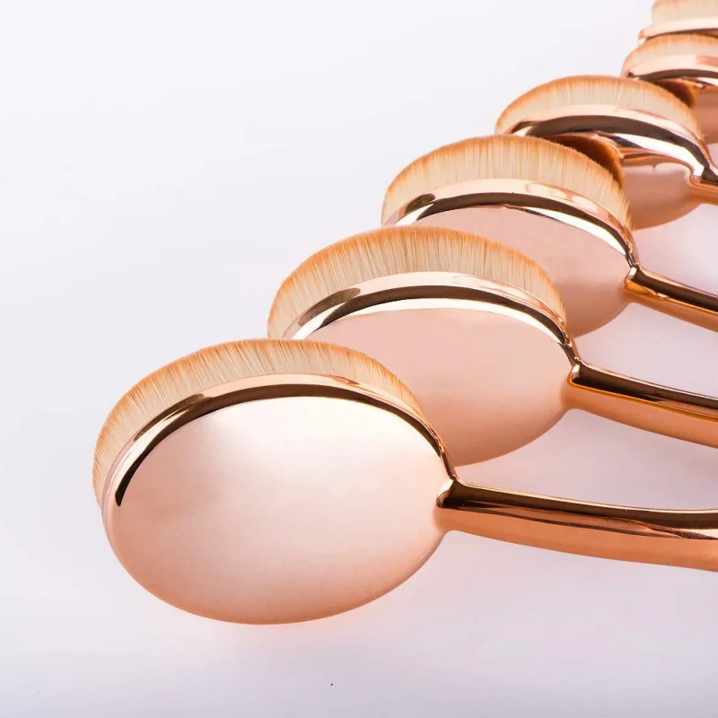 Rose Gold Oval Makeup Brushes Set Flawless Application Liquid Cream Powder Foundation Lip Make Up Brush Blending Cosmetics Set