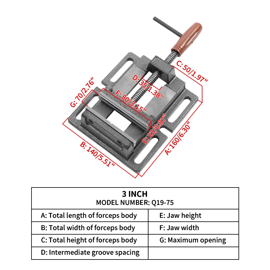 Heavy-Duty German Type Drilling Machine Press Flat-Nose Pliers Small Cross Bench Pliers For Woodworking Milling Machines