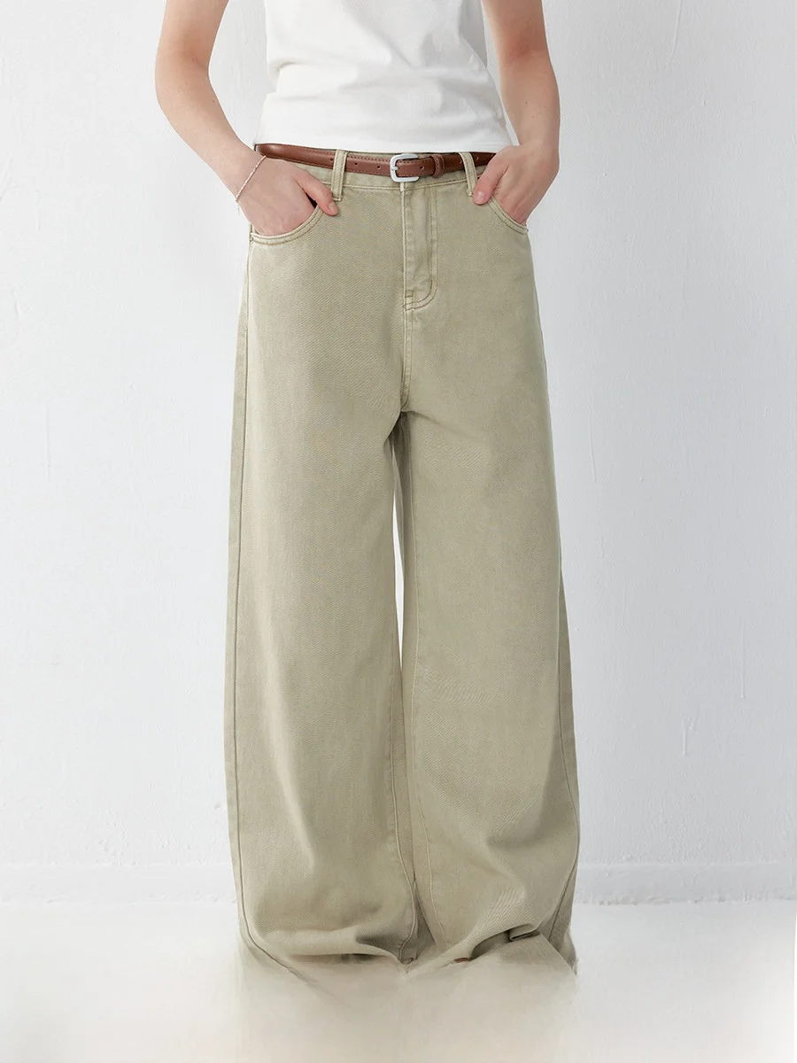 

Широкие джинсы с высокой талией, женские прямые джинсы в стиле ретро, повседневные хлопковые джинсовые брюки, весна 2025, большие размеры, удобная посадка