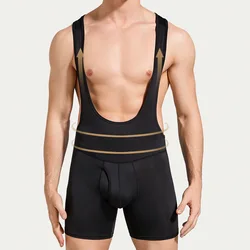 4XL Men Undershirts Boxers Breathable Sports Underwear Bugle Pouch Panties Bodysuits Wrestling Singlet Jumpsuits Rompers Trunks