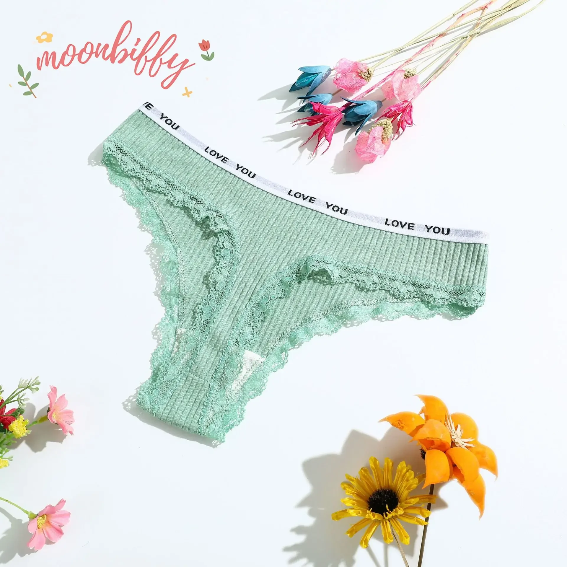 Thong Cotton Sexy Ladies Panties Women's Underwear Low Waist Solid Color Shorts Black Invisible  Lace T-st image 3