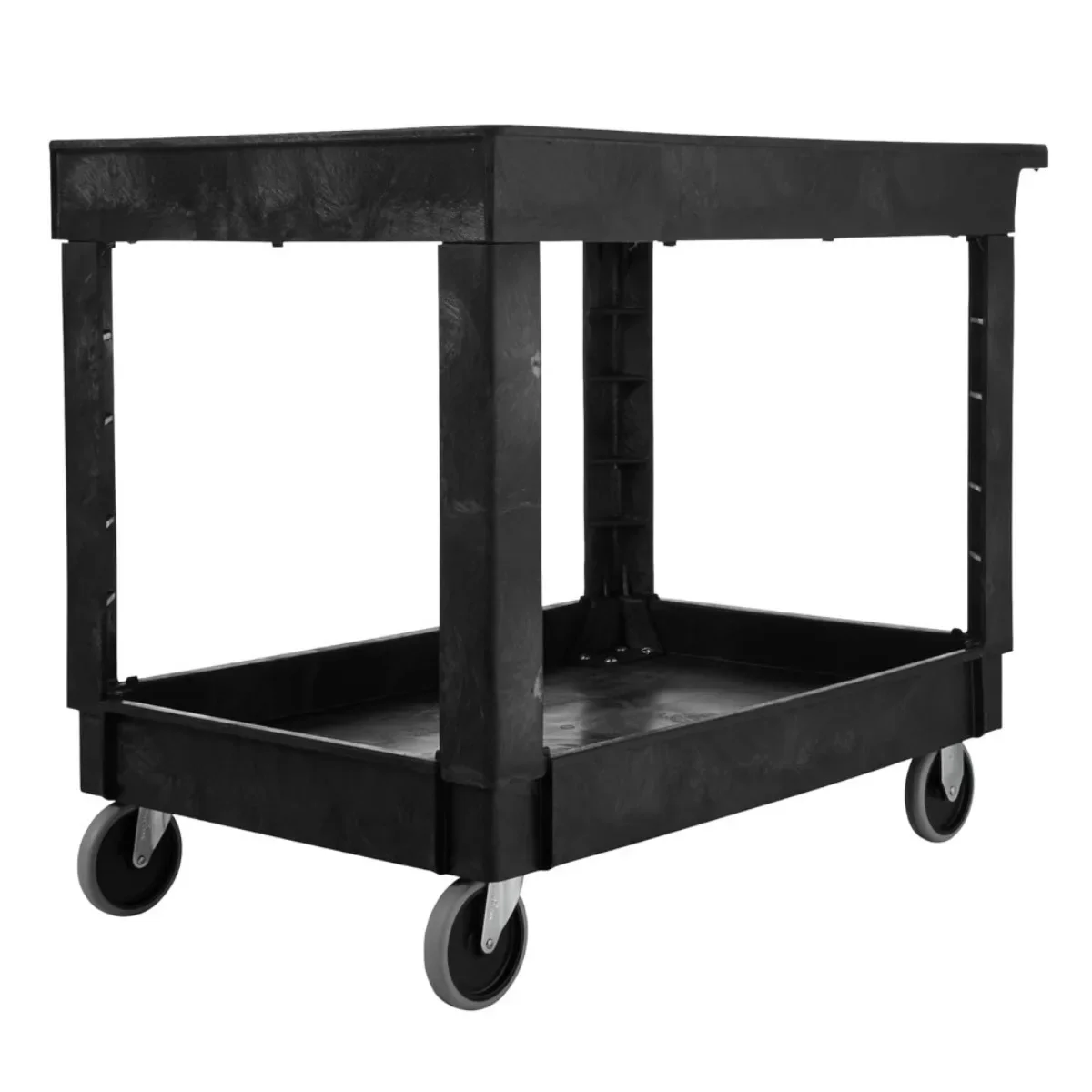 Heavy Duty 2-Tier Utility Cart, 500LB Capacity Rolling Cart with Lipped Shelves for Warehouse Garage Kitchen