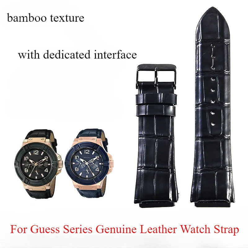 Durable and Artistic Genuine Leather Waterproof Watchbands for Guess  W0040G3/0247G3/00400G7 22mm Warch Accessories