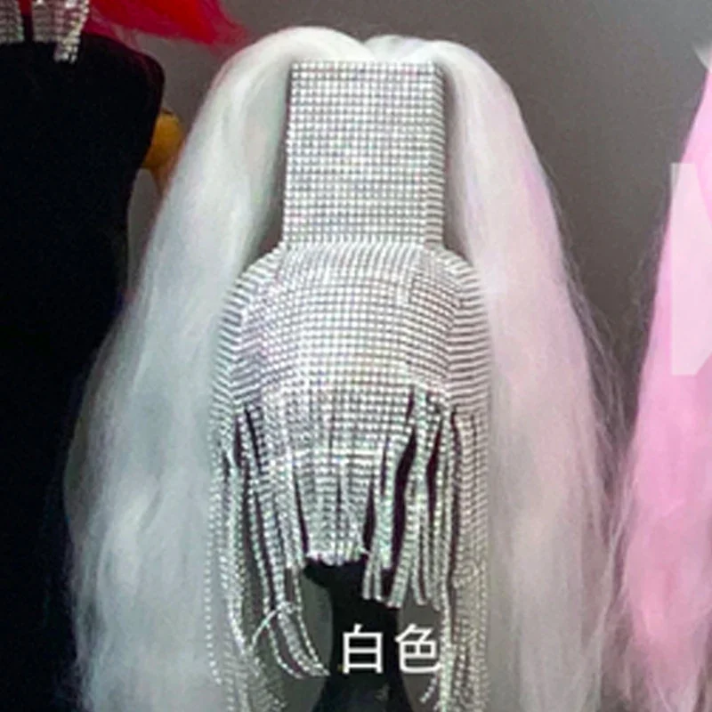 Stroje Gogo Dancer Damskie Frędzle Diamenty Nakrycie Głowy Ozdoba na Głowę Klub Nocny Piosenkarka Strój Festiwalowy Akcesoria Sceniczne XS5755