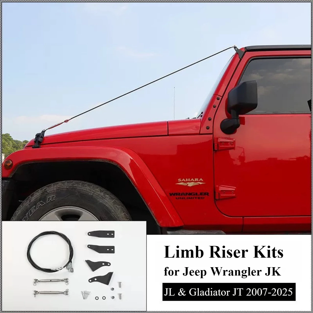 Off-Road Limb Risers Tree Kickers for Jeep Wrangler JK (2007-2017), JL (2018-2024), Gladiator JT (2020-2024) Bush Protection Kit