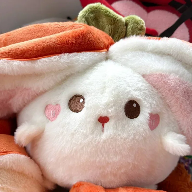 Cartoon Kawaii Good Persimmon Into Rabbit Cute Fruit Transformed Persimmon Rabbit Doll Plush Toy Pillow Doll Girl Birthday Gift