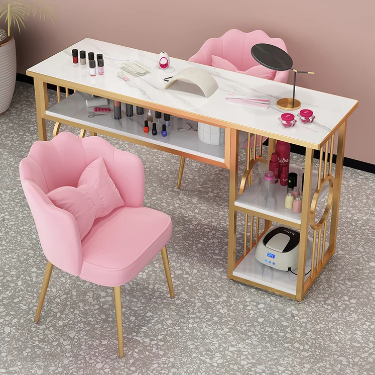 Long Manicure Glass Table and Chair Set for shop