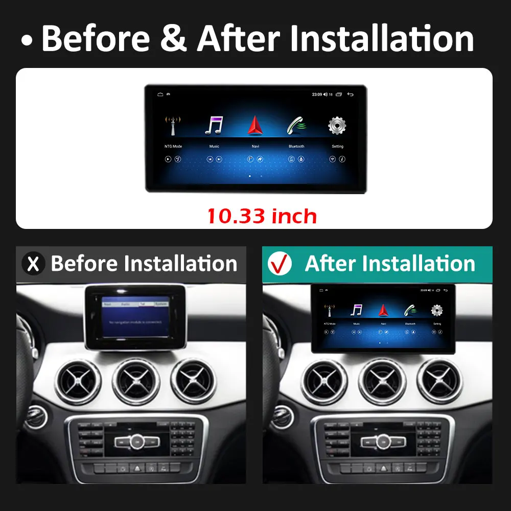 Android 16 GPS BT Für BENZ A-KLASSE CLA GLA W176 2012 - 2018 Kabelloses Carplay 4G Auto-Videoplayer QLED HD Bildschirm Autozubehör – Detail 1