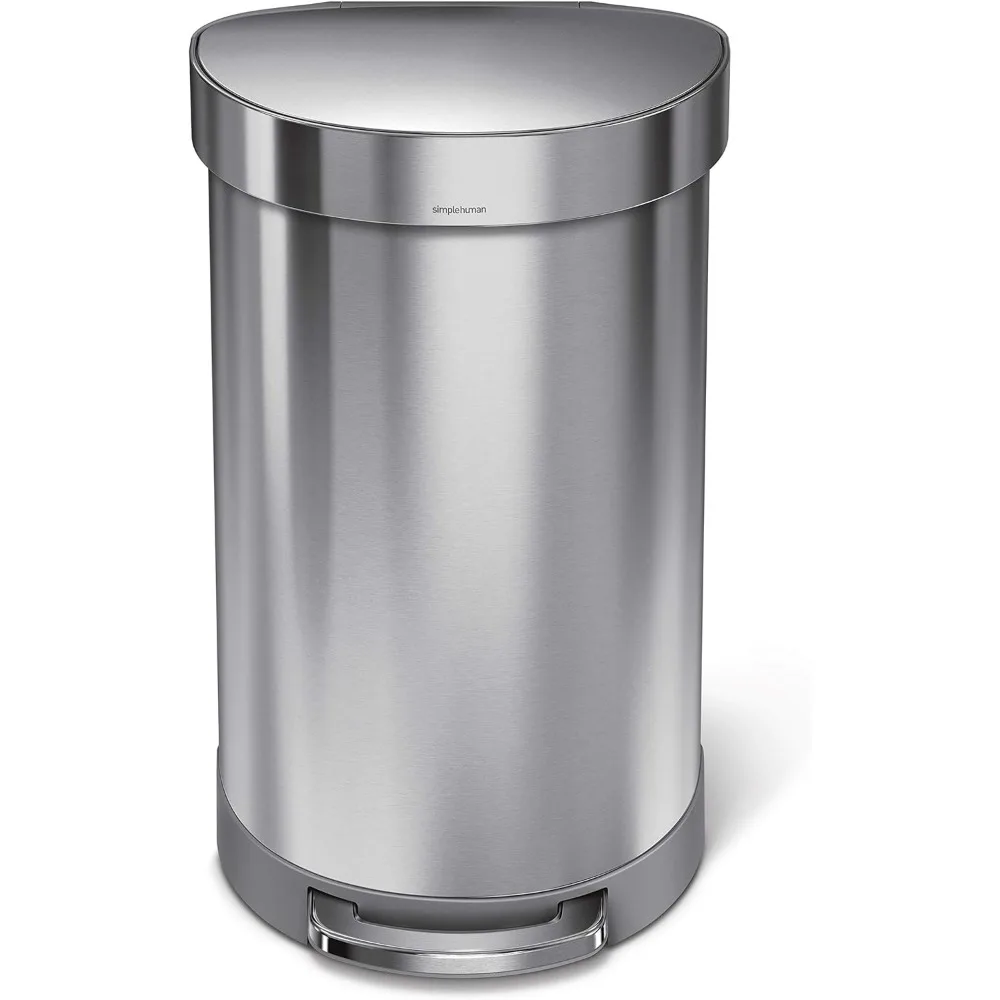 45 Liter/ 12 Gallon Semi-Round Hands-Free Step Trash Can, Brushed