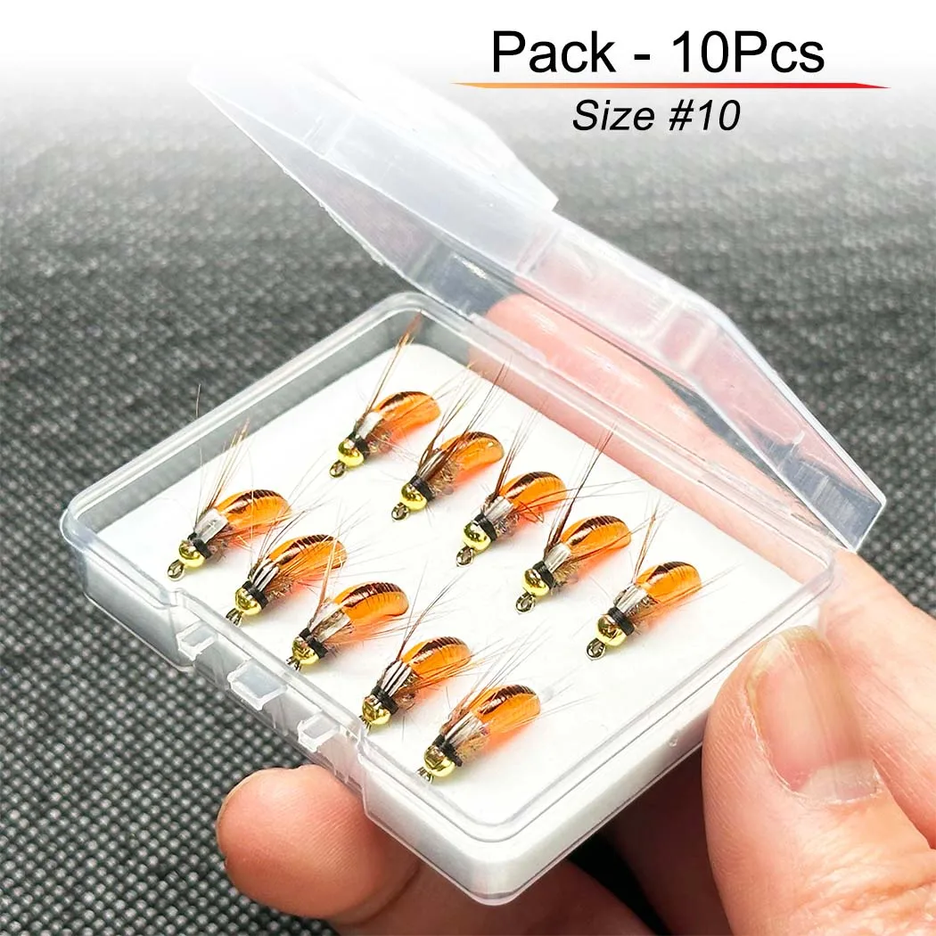 5/10Pcs Nass Fliegen Köder Fliegen Angeln für Bass Forelle Hecht Lachs Messing Kopf Caddis Nymph Angeln köder Künstliche Insekten Köder