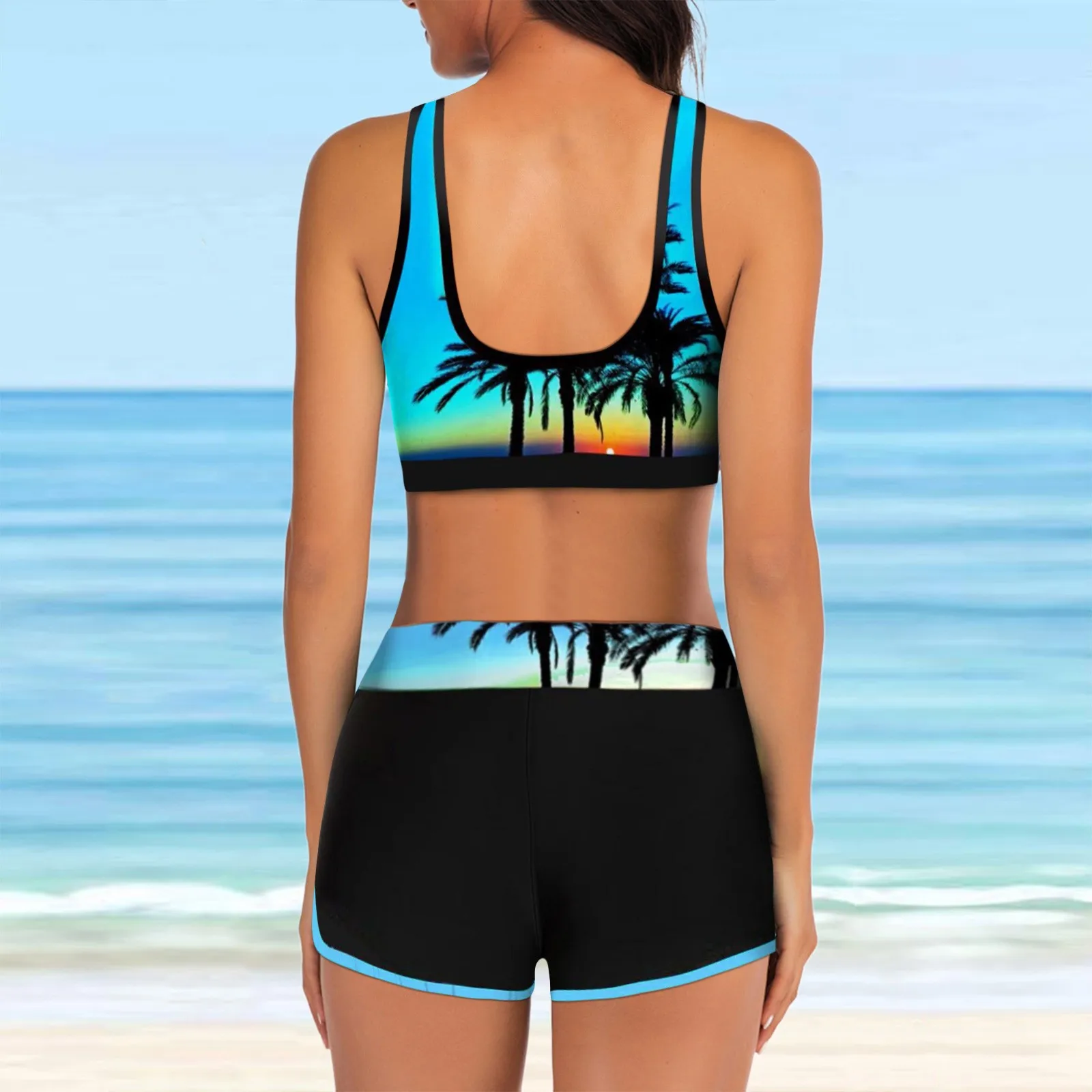 Conjunto de Tankini con estampado Vintage bohemio para mujer, traje de baño de dos piezas Popular para jóvenes, ropa de playa Hawaiana de verano