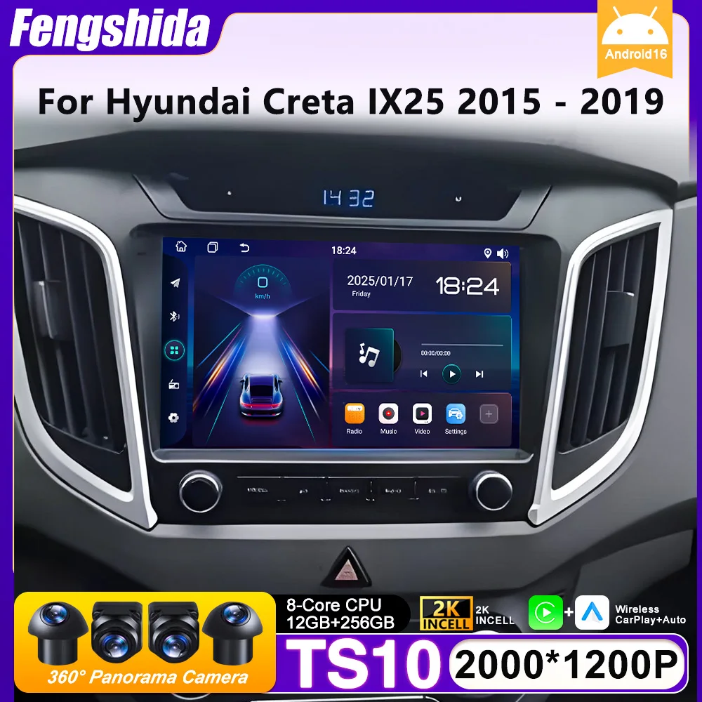 Car Radio Carplay For Hyundai Creta IX25 2015 - 2019 Navigation GPS Android Auto Stereo Autoradio WiFi 4G Bluetooth Unit No 2din