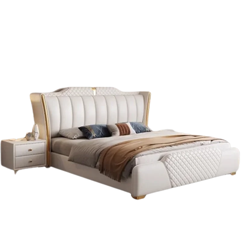 سرير مزدوج أبيض حديث من الخشب إطار فاخر عالي الجودة سرير مزدوج فتاة نوم أثاث Letti Matrimoniali لغرفة النوم