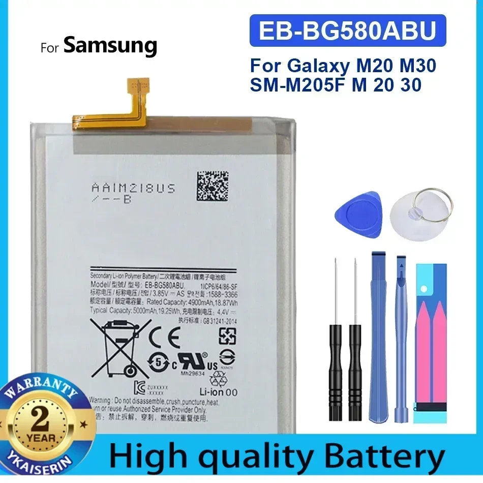 Phone Replace Battery EB-BG580ABU for SAMSUNG Galaxy M20 M30 SM-M205F 5000mAh New Replacement Batterie Phone Batteries Warranty