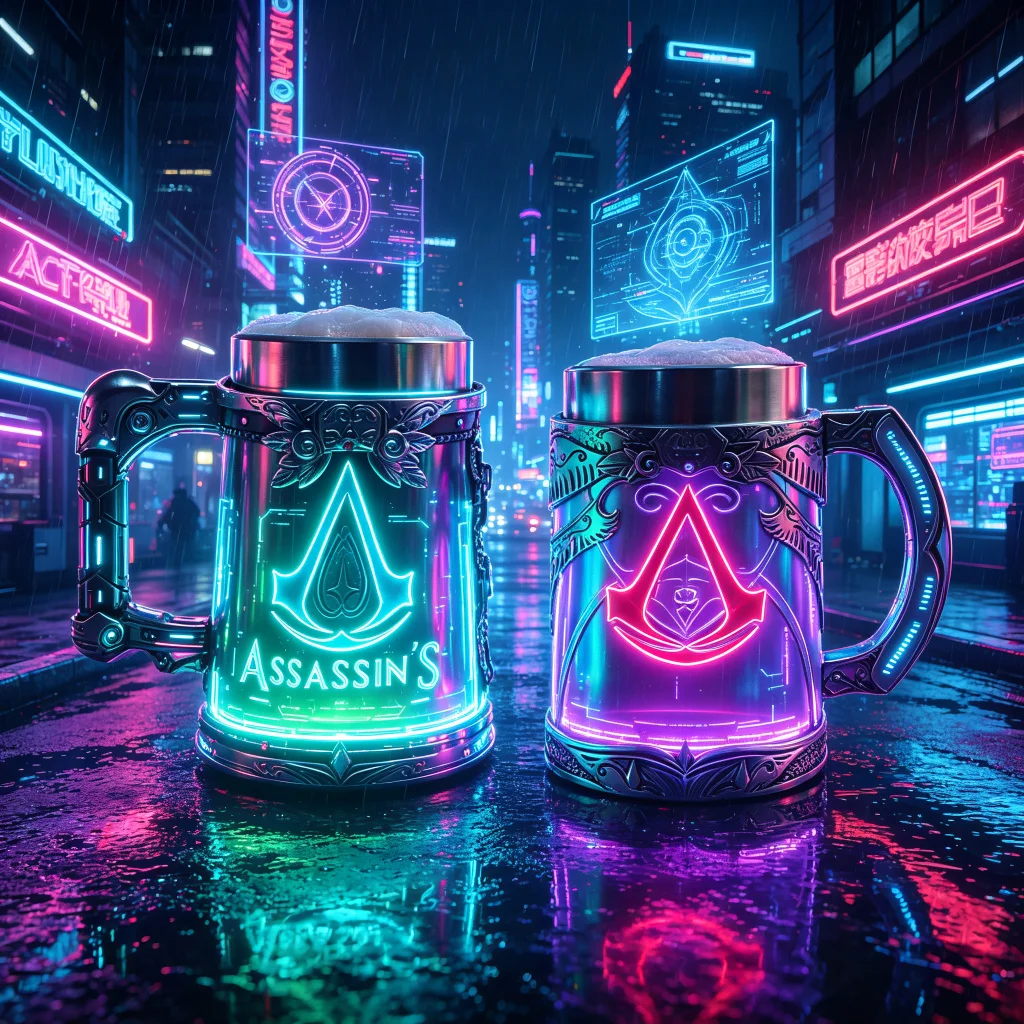 YING Assassin's Creed Large Capacity Beer Mug Stainless Steel Resin Game-Themed Mug for Fans Creative Gift
