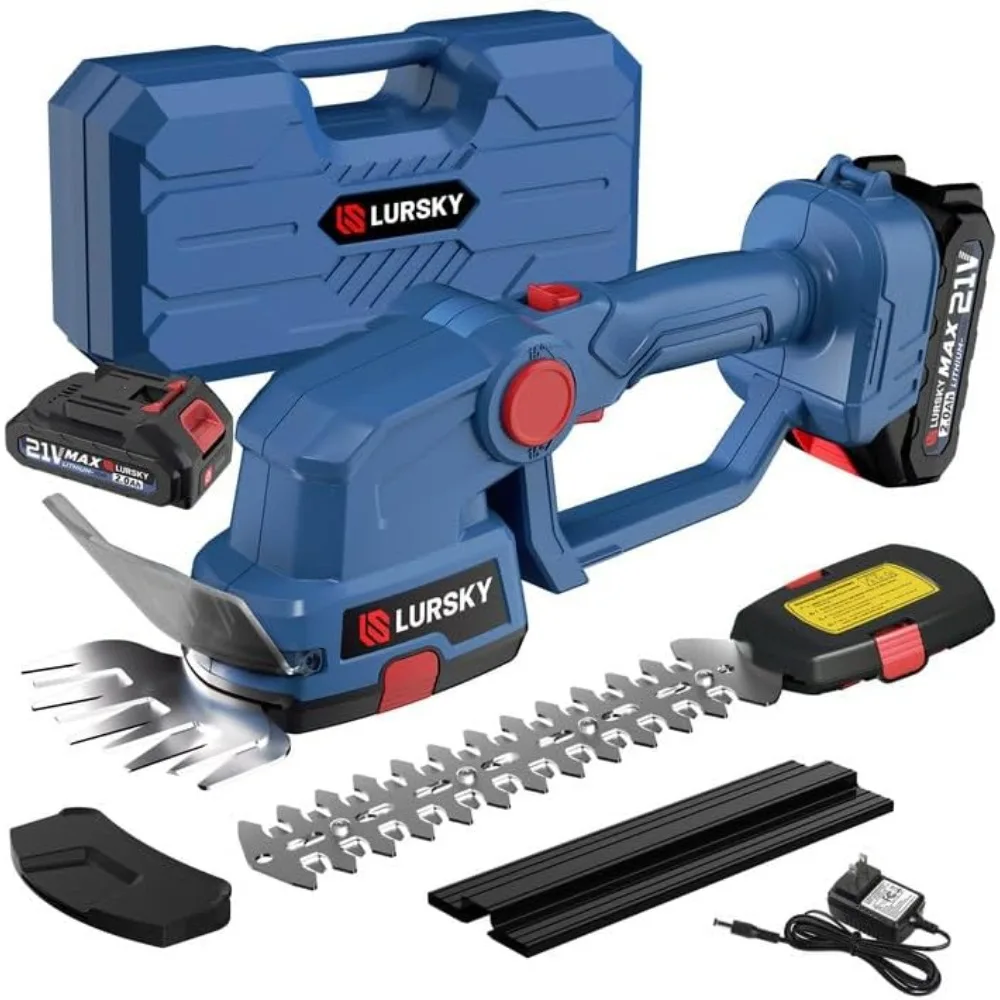 

Cordless Hedge Trimmer with Battery 2.0Ah - 2-in-1 21V Grass Shears Handheldwith 2 PCS Rechargeable Battery, Electric Shrub Trim